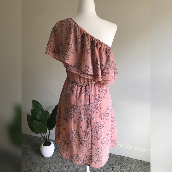 Pink Floral One-Shoulder Ruffle Dress - Picture 3 of 7